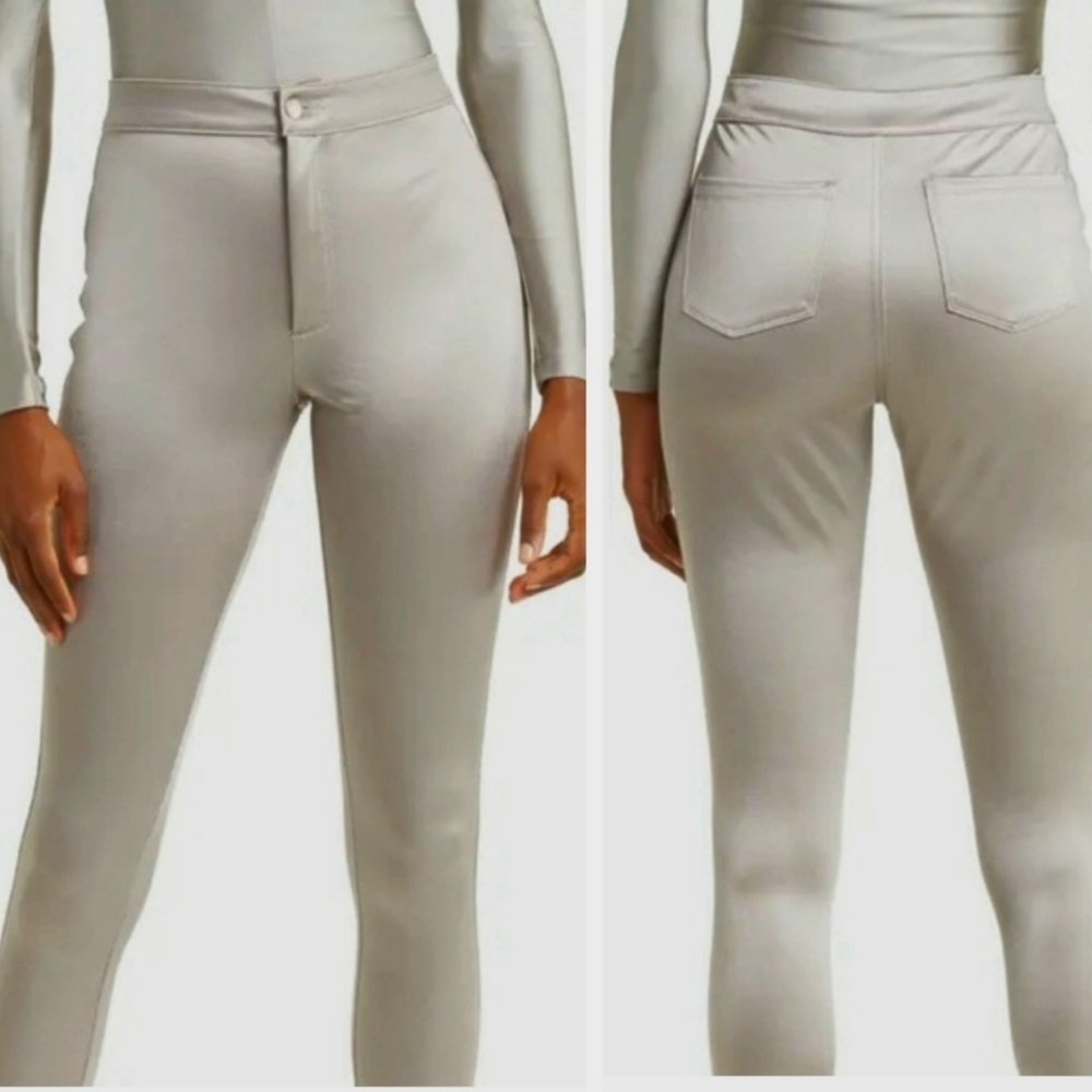 Skims Disco Pants Sz Small Stretch Silver Metallic